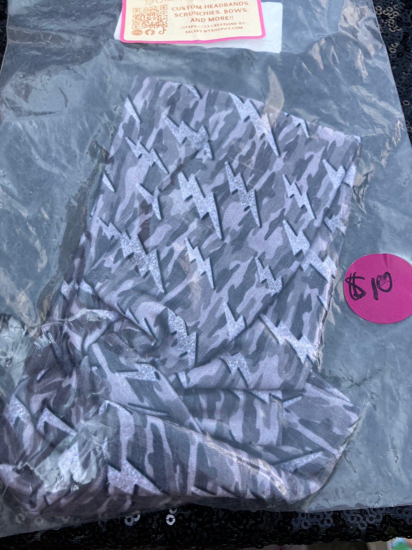 Gray camo lightening child headbands