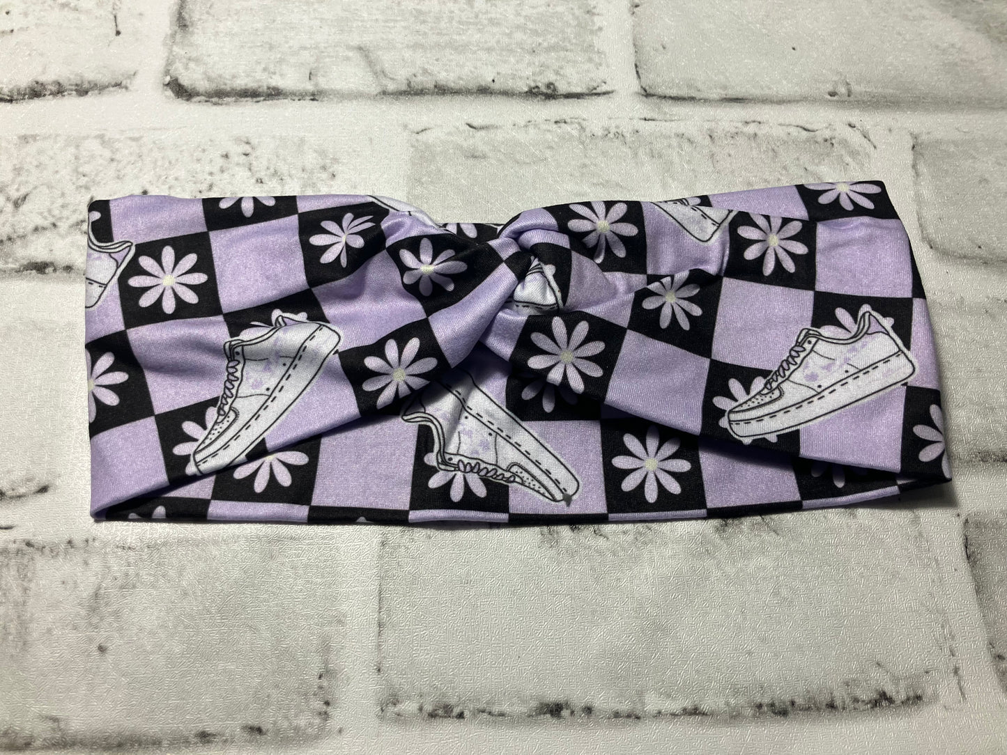 Purple shoe adult ear warmers