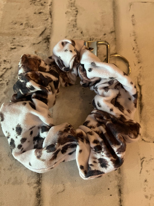 Western cow scrunchie keychain