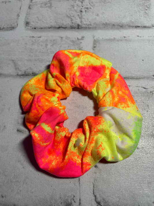 Bright tie dye scrunchies