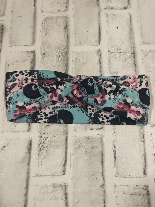 Teal/purple cow workwear child headbands💚