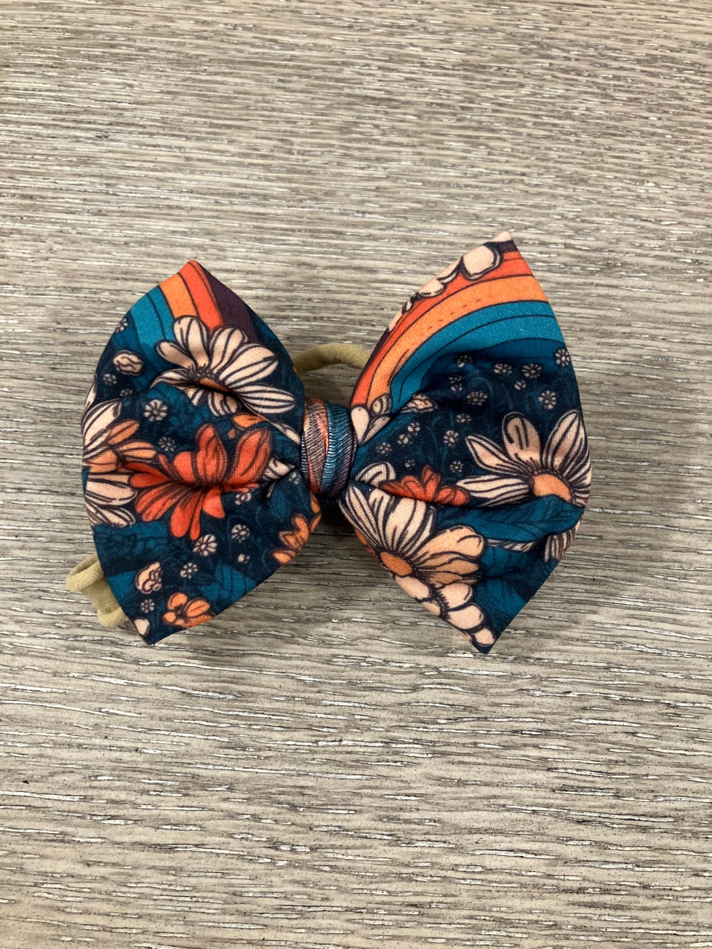Rainbow wildflowers nylon bow