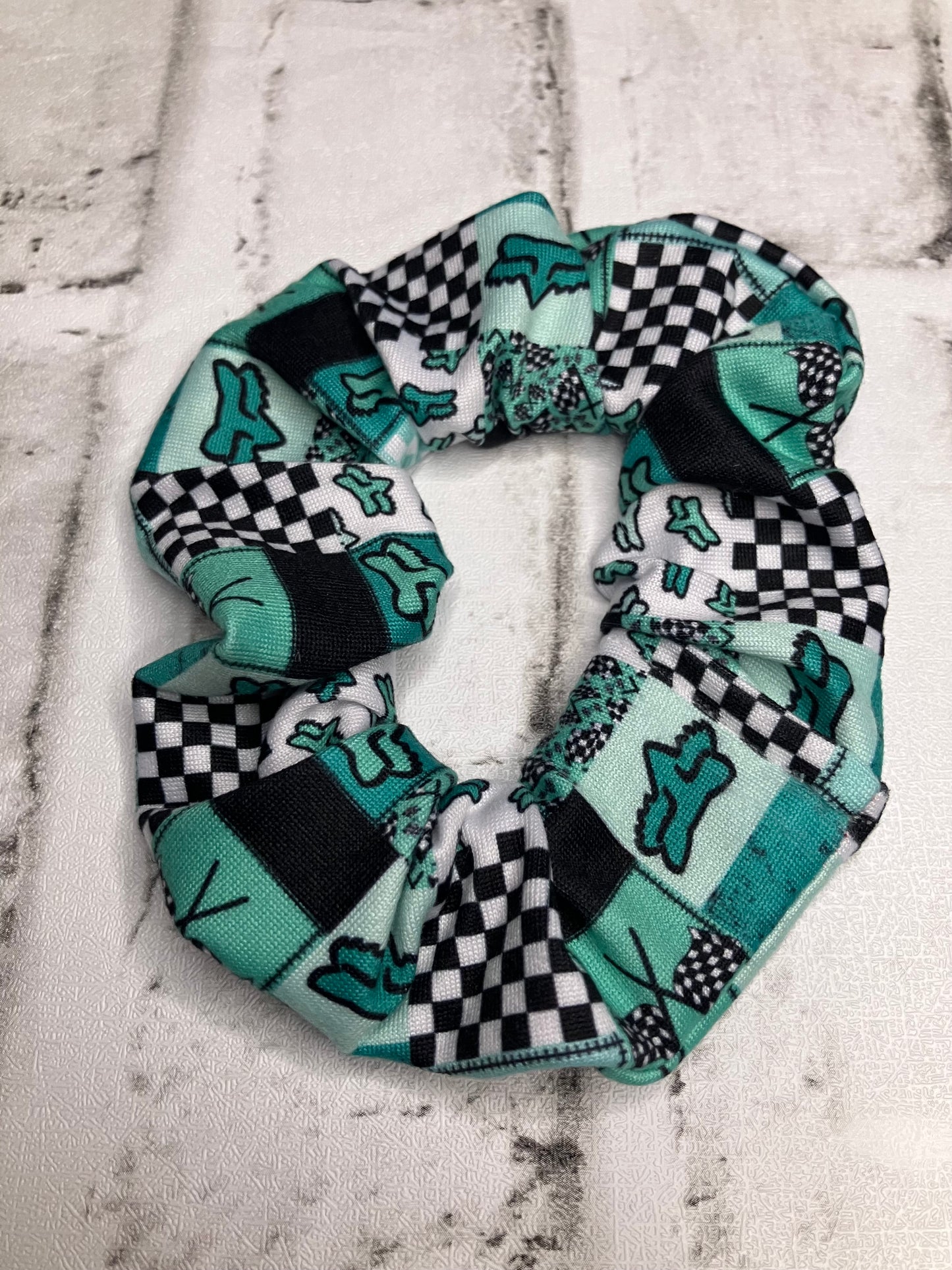 Teal racing scrunchies