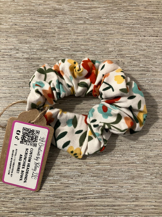 White fall floral scrunchies