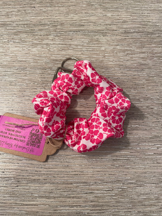 Pink floral scrunchie keychains