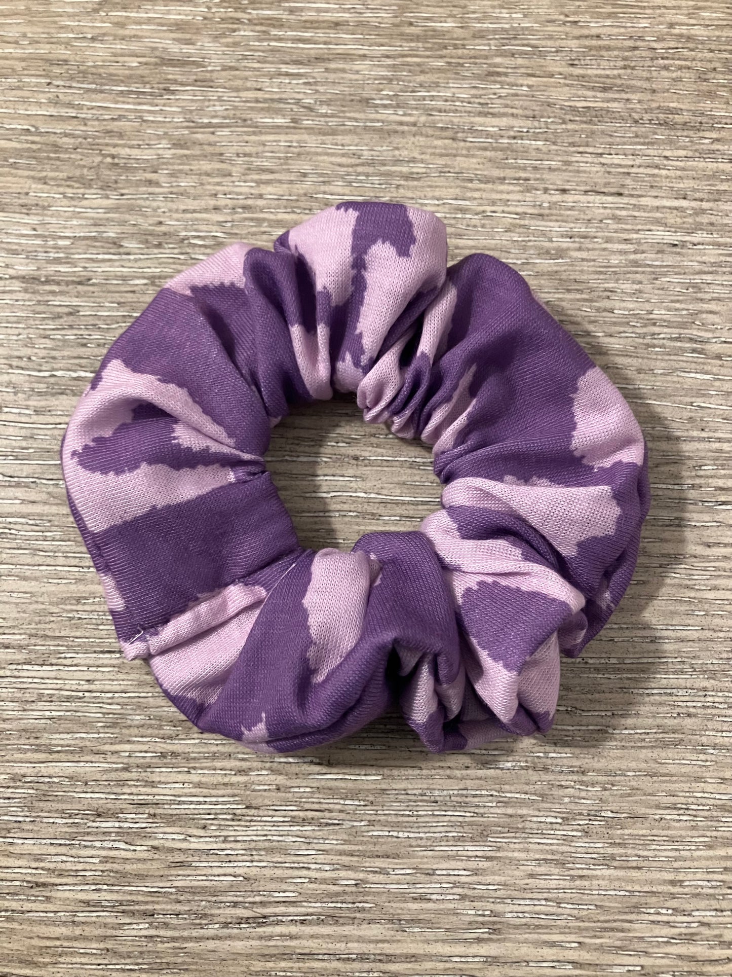 Purple leopard scrunchies