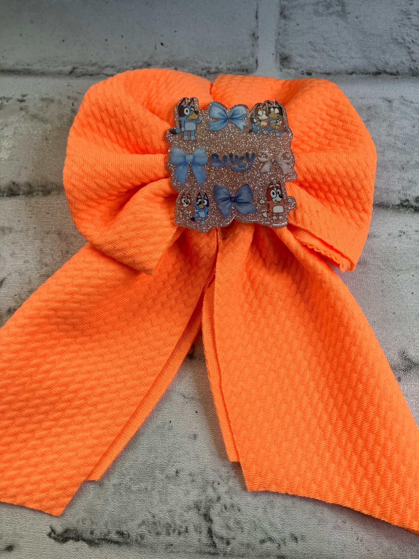Orange blue bow doggbsailor bows