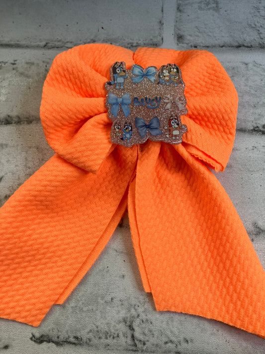 Orange blue bow doggbsailor bows
