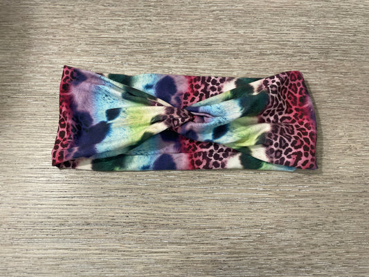 Cow cheetah rainbow adult gently used headband