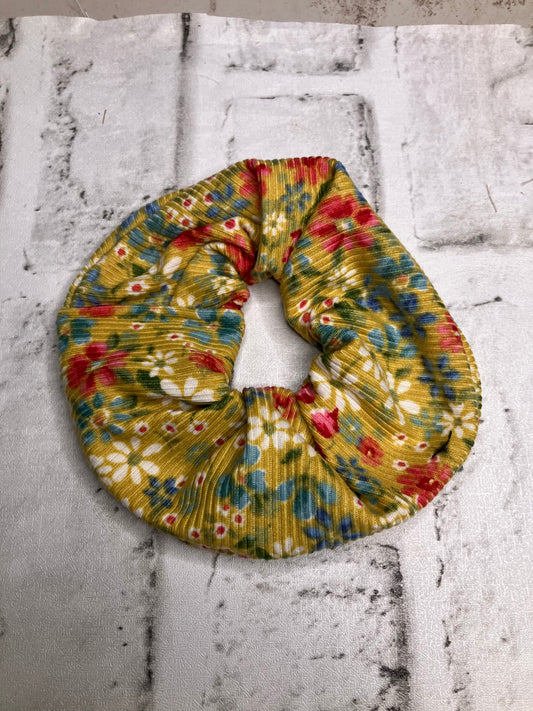 Yellow floral scrunchies