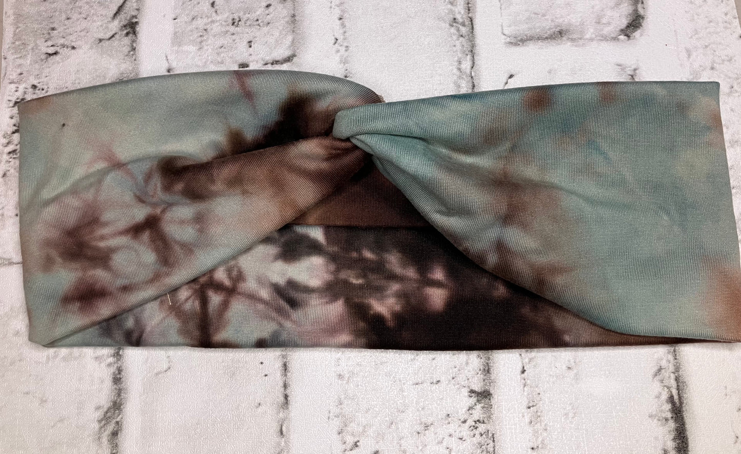 Blue brown tie dye child headbands