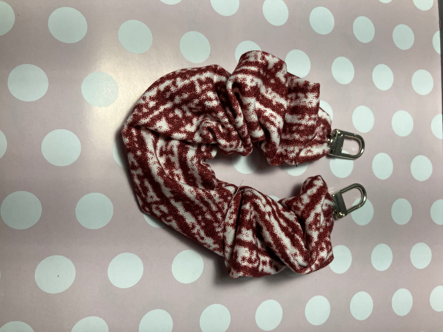 Burgundy white phone scrunchie holder