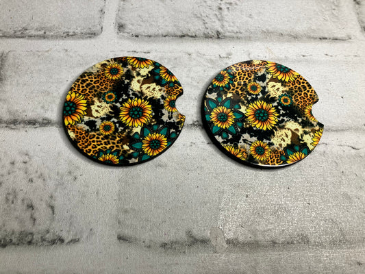 Sunflower turquoise car coasters💜