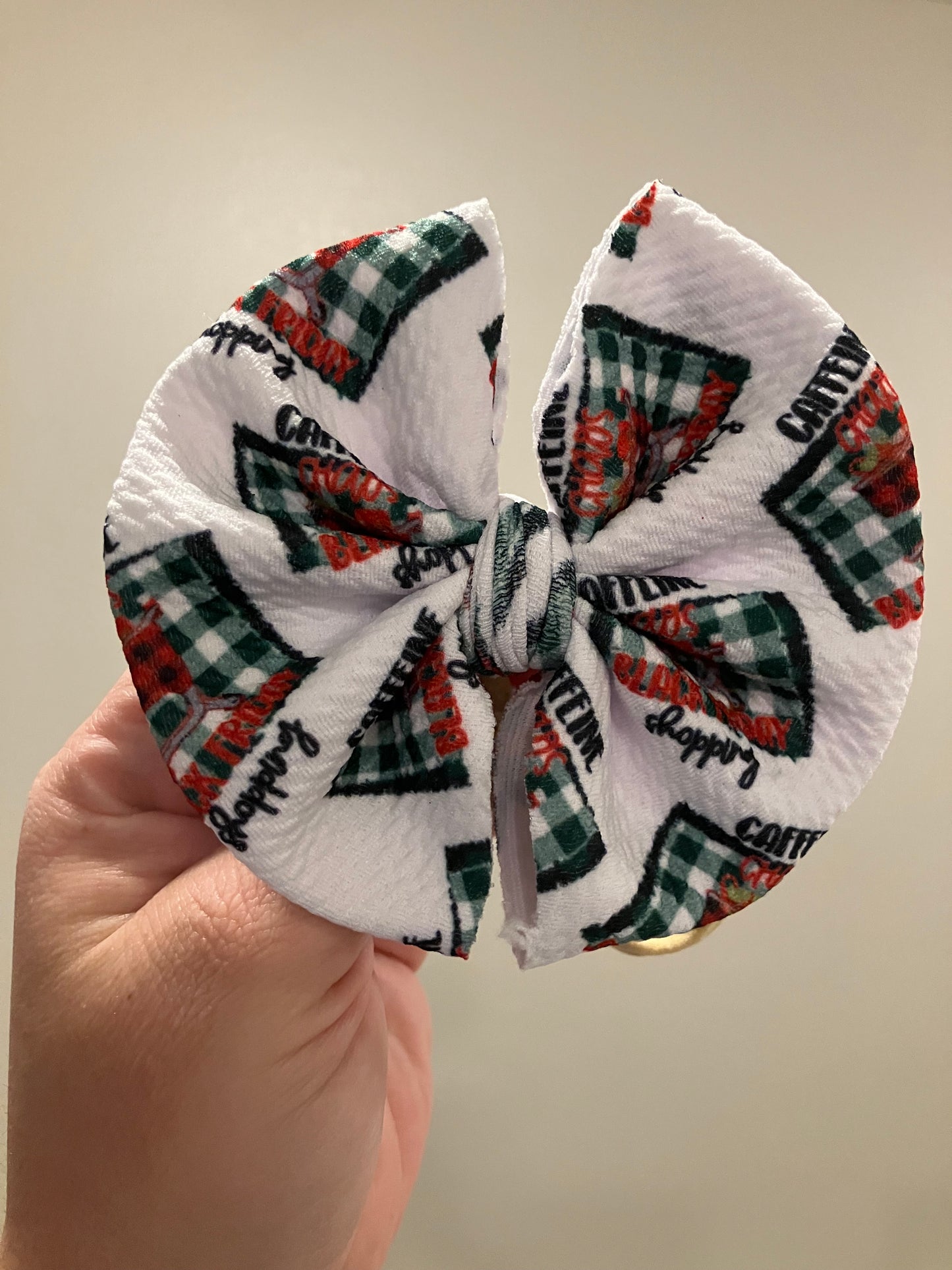 Caffeine and Black Friday shopping nylon bows