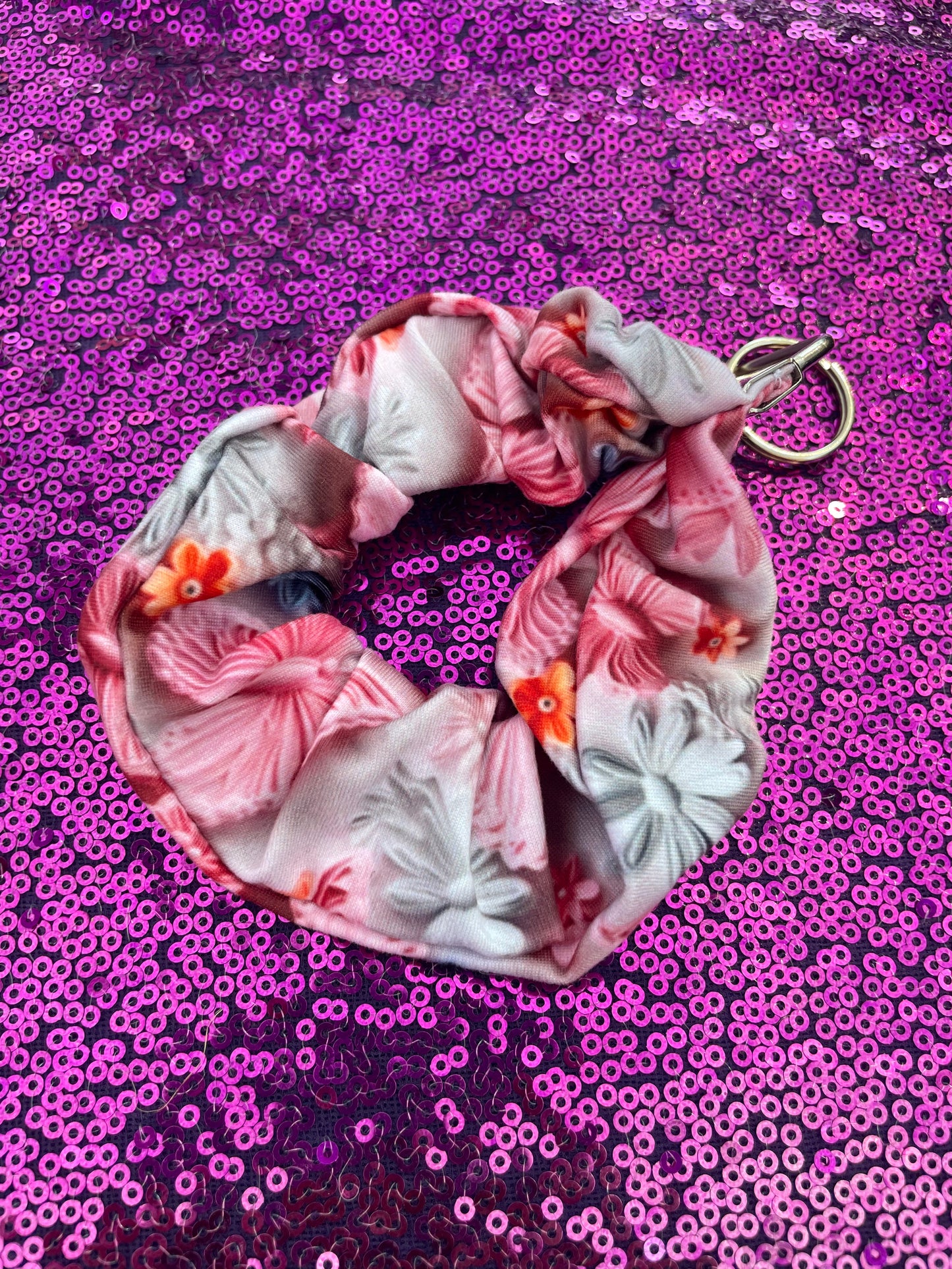 Pink butterflies scrunchie keychains