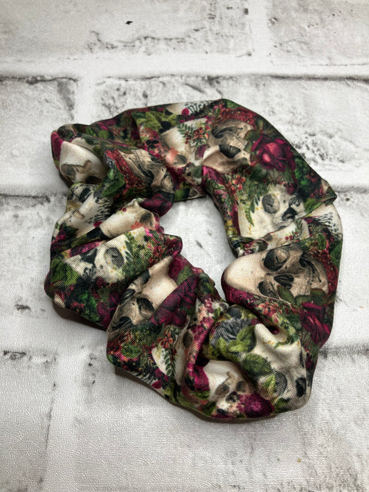 Purple skull floral scrunchies