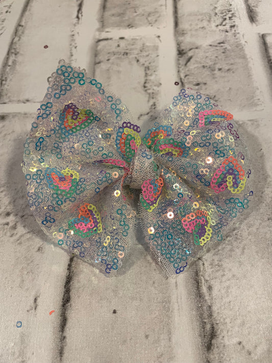 Neon hearts sequin clip