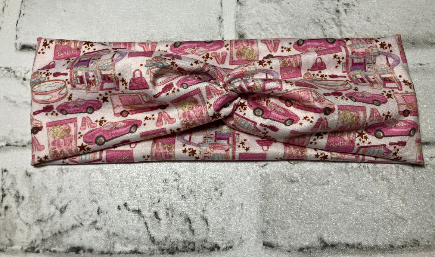 Pink doll house car child headband