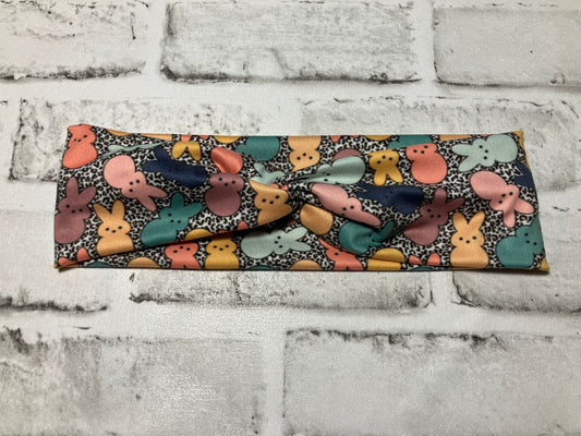 Leopard pastel bunnies child headband