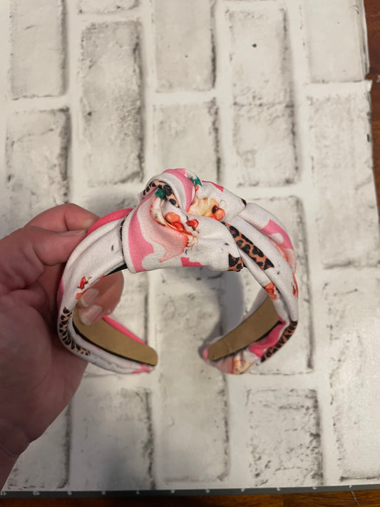 Pink Santa top knot headband