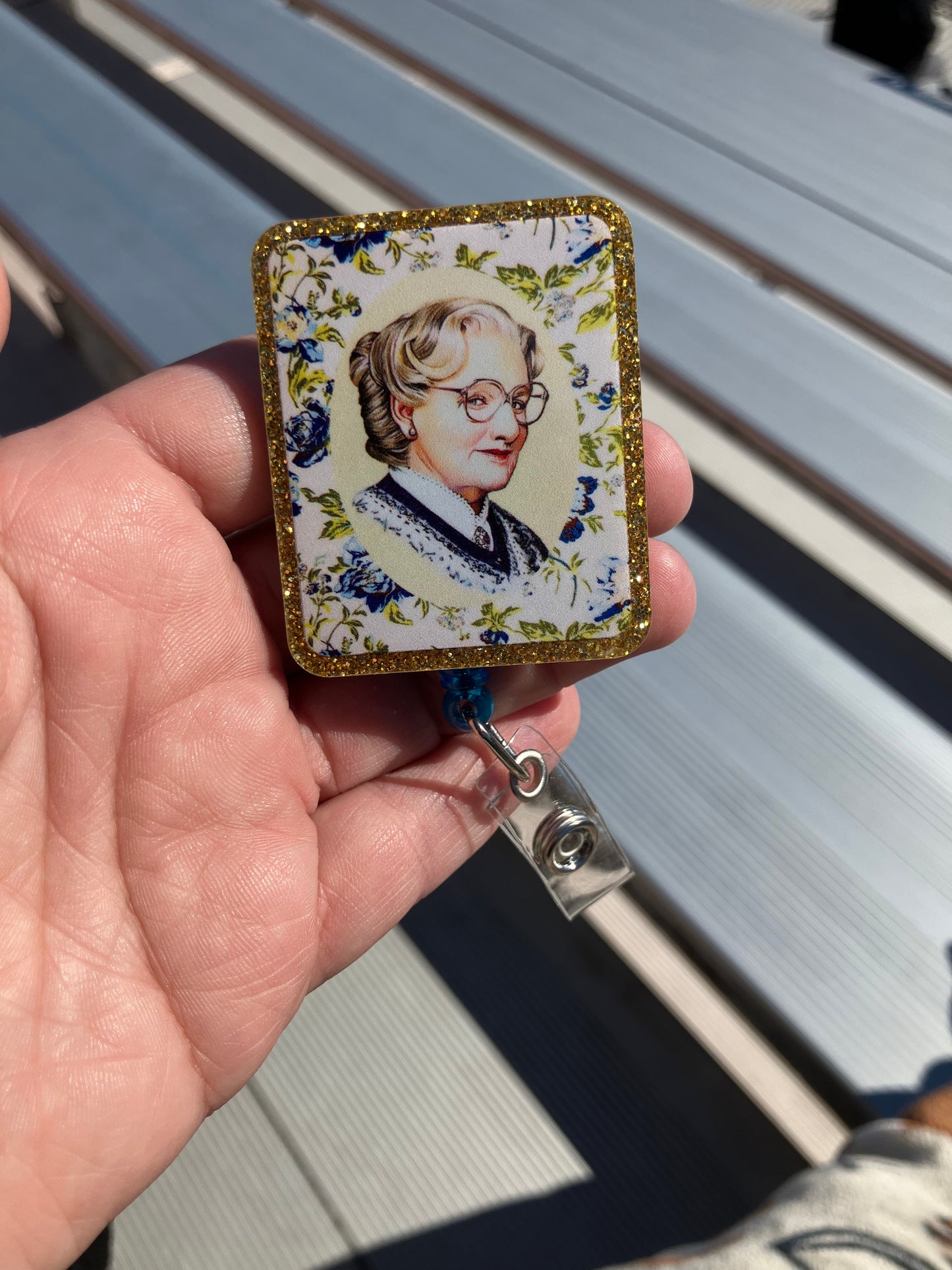 Floral doubtfire badge reels