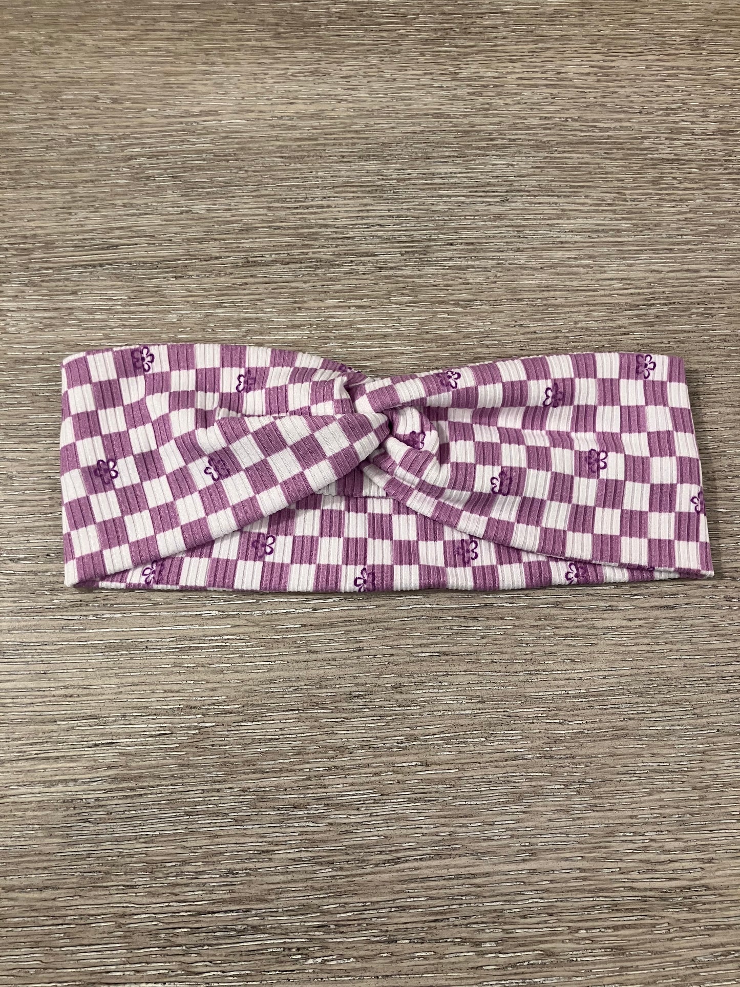 Purple checkered adult headbands