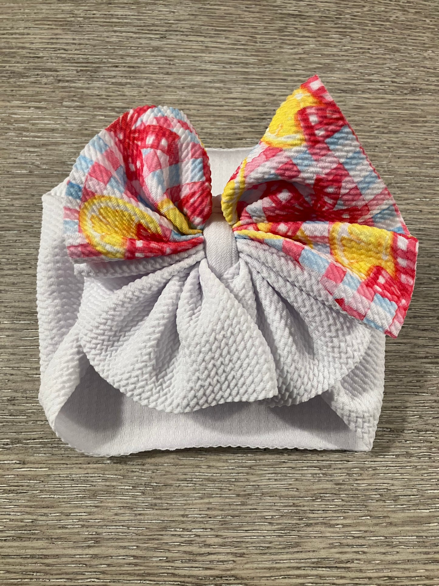 White toddler lemonade bow wrap