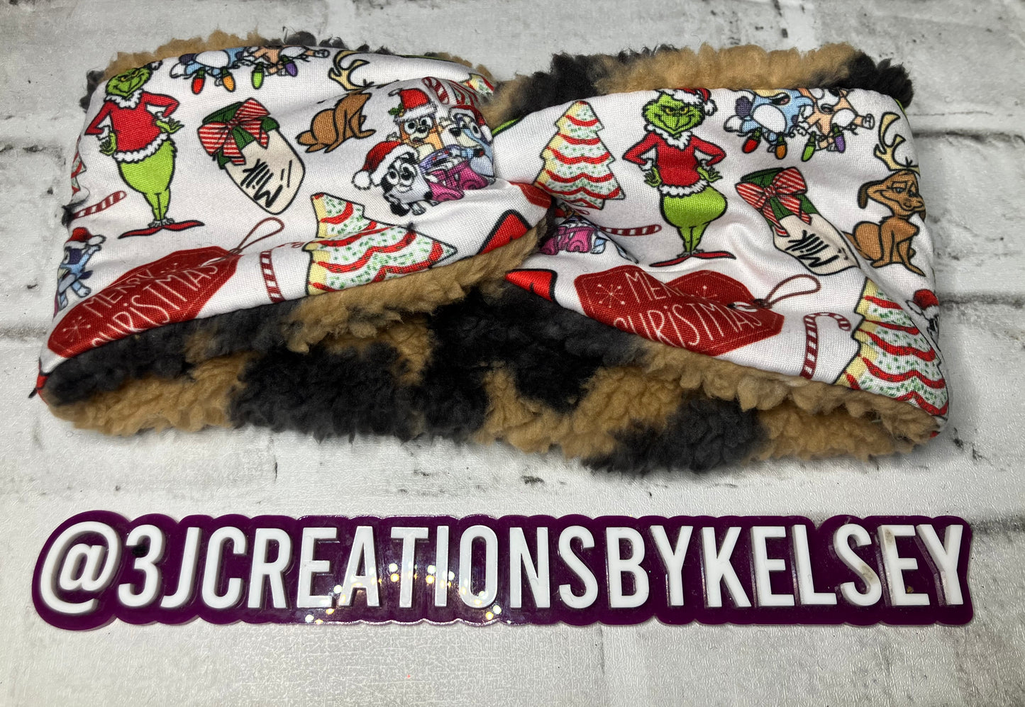 Mean guy blue dogg Christmas tree cake cow child ear warmer🪩