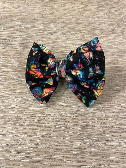 Rainbow butterfly clip bow