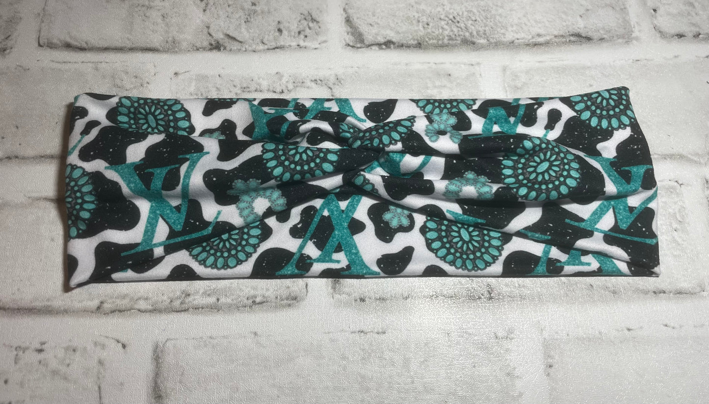 Cow turquoise high end headbands adult