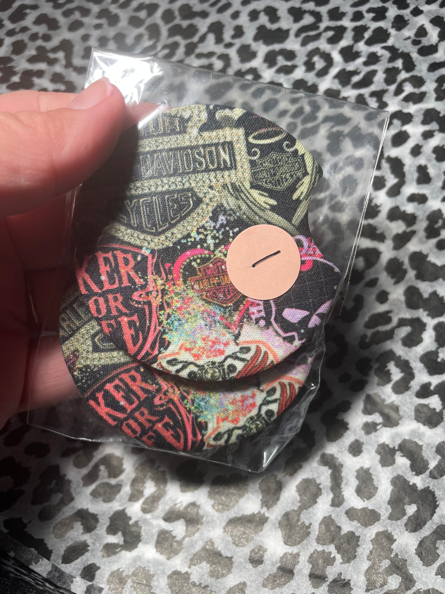 Pink motorcycle car coasters