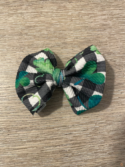 Plaid clover clip bow🧡