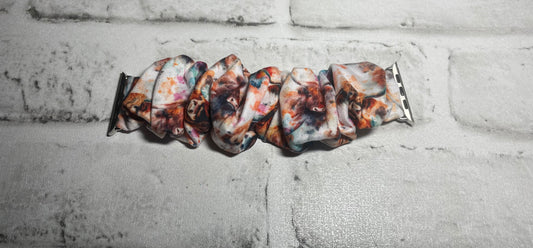 Highland cow watercolor scrunchie Apple Watchbands