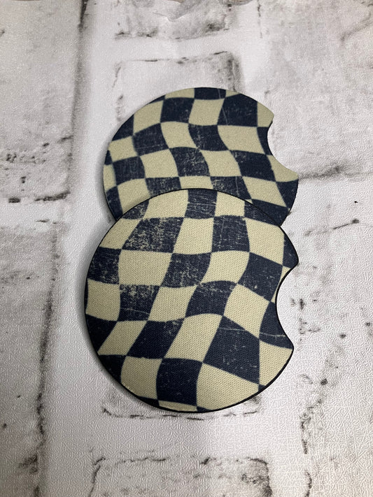 Vintage checkered car coasters