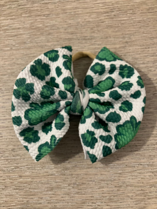 Leopard clovers nylon bow