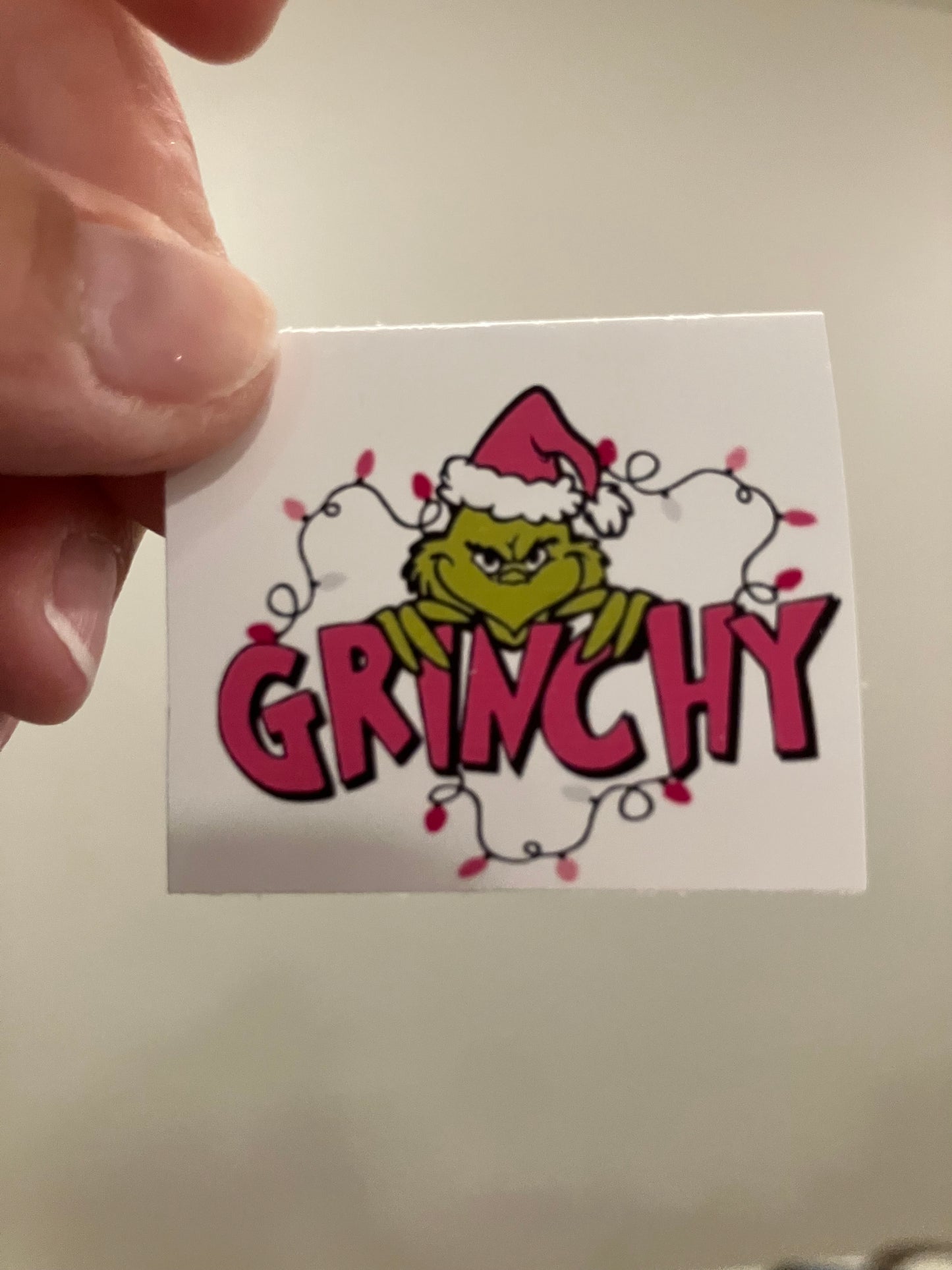 Pink grinchy lights stickers