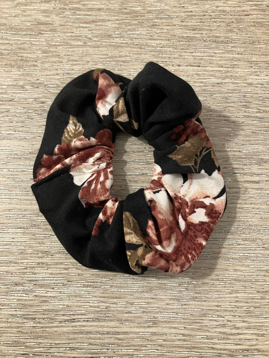 Black floral scrunchies