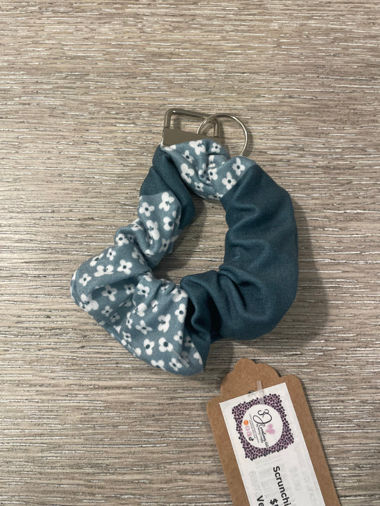 Teal floral scrunchie keychains