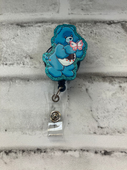 Blue bear badge reel