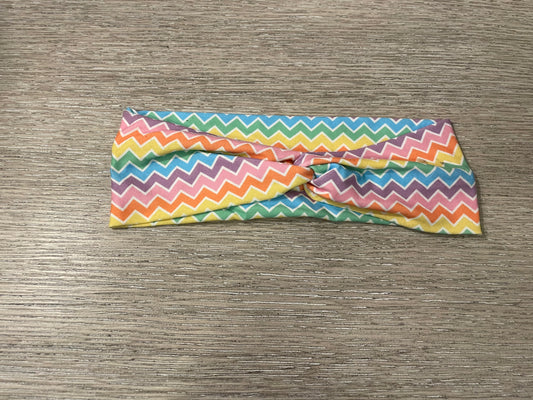 Chevron rainbow adult gently used headband