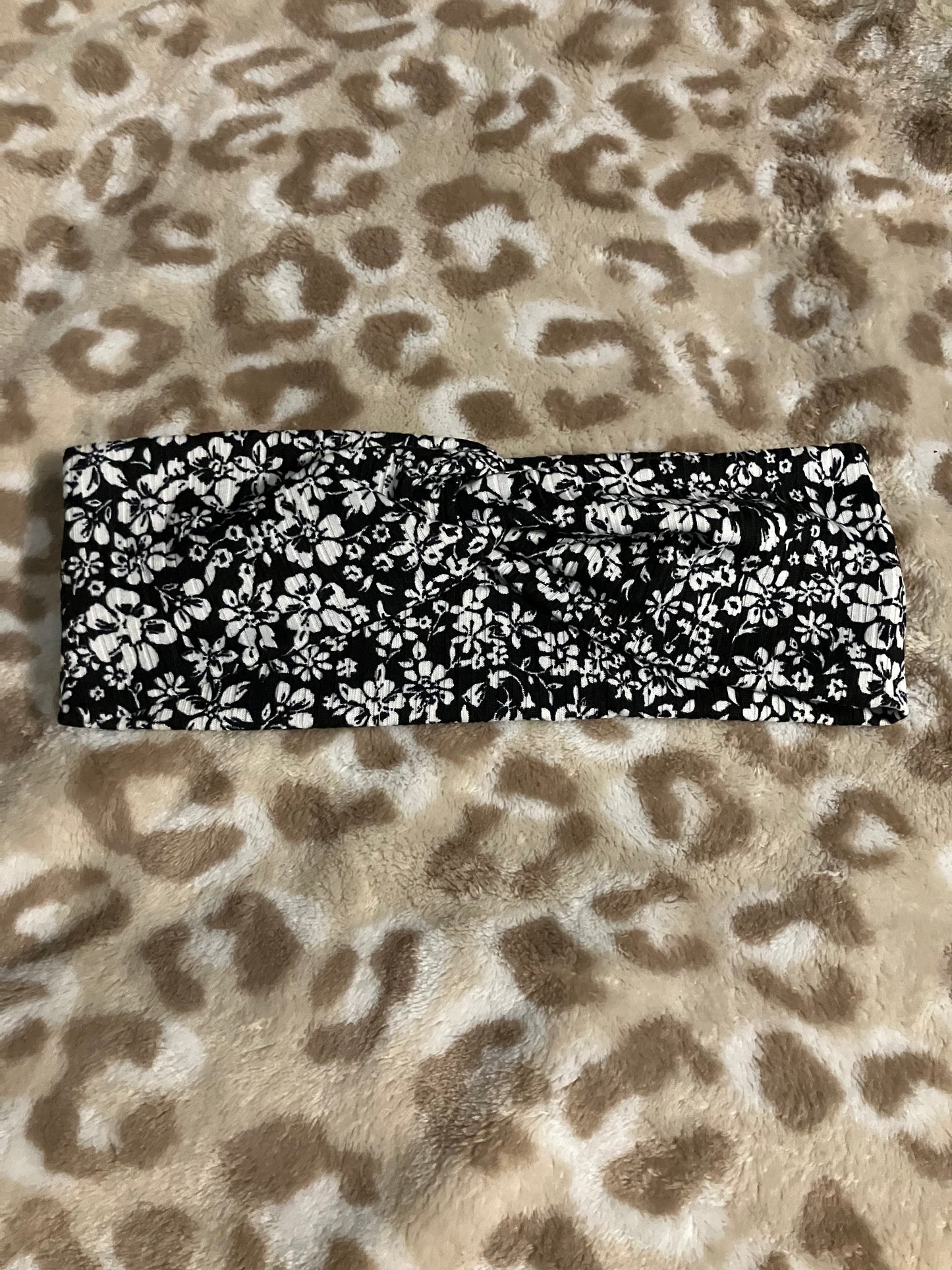 Black white floral child headbands