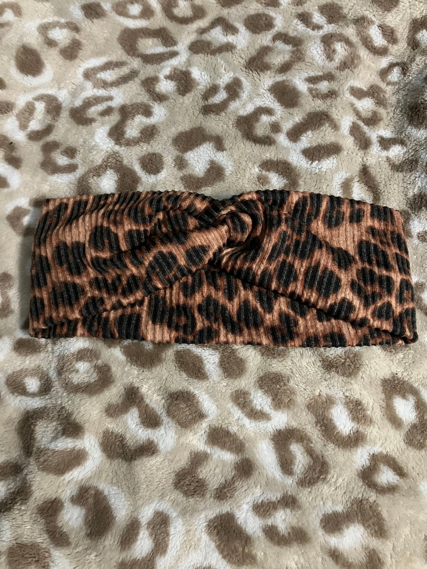 Leopard dark ribbed child headbands