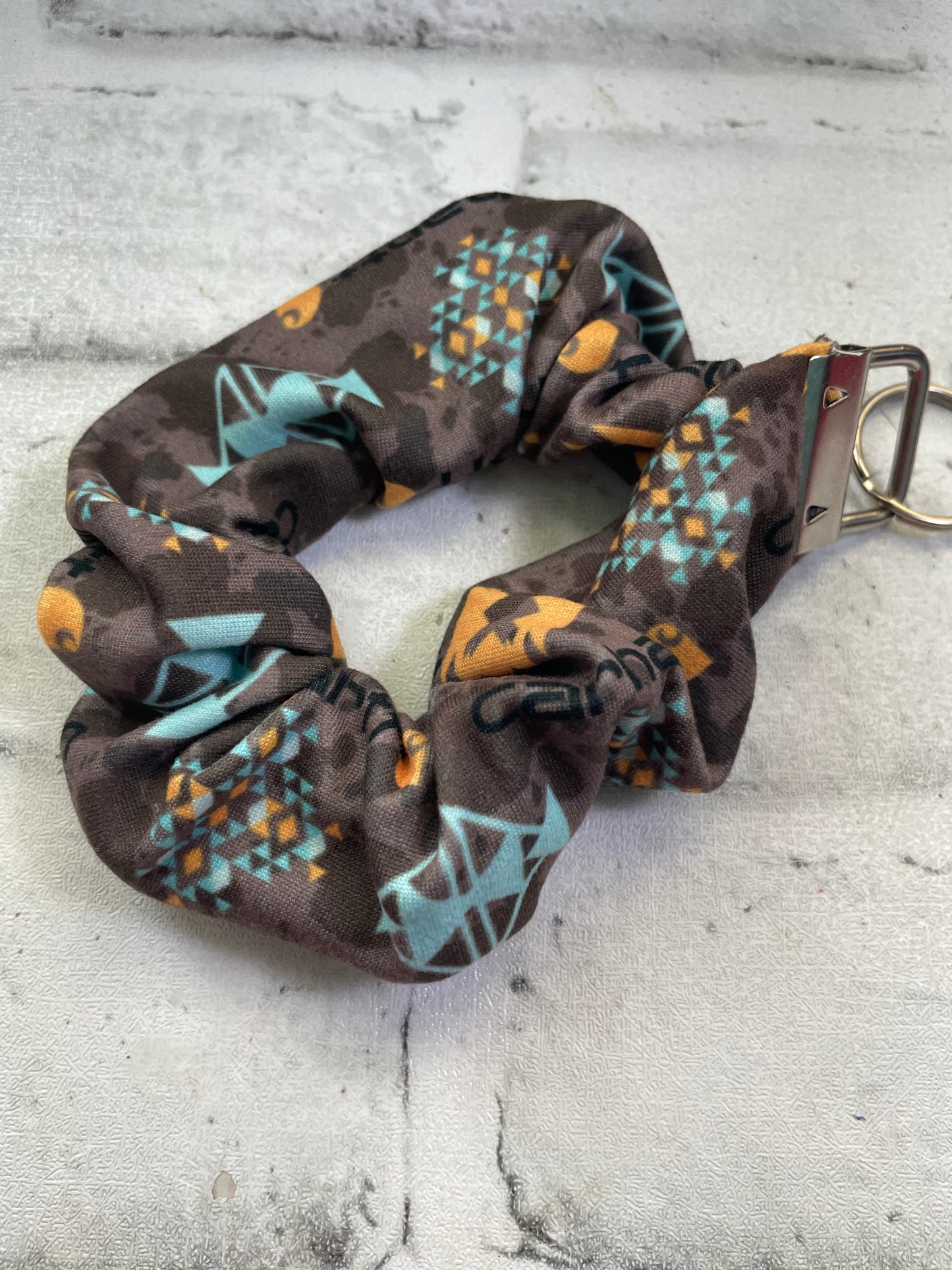 Brown cow scrunchie keychain