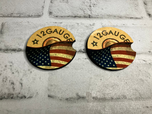 12 American flag car coasters