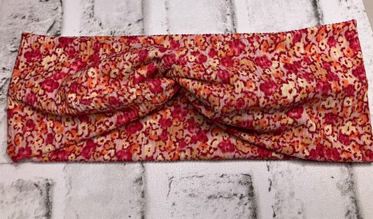 Pink orange floral adult headbands