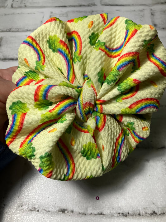 Rainbow clover nylon bow