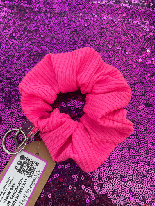 Hot pink scrunchie keychain