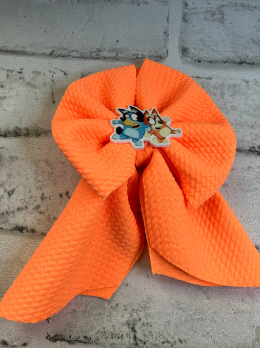 Orange blue dog sailor bows