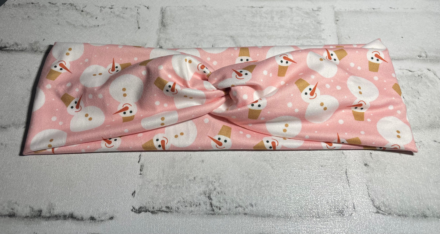 Pink snowman adult headbands