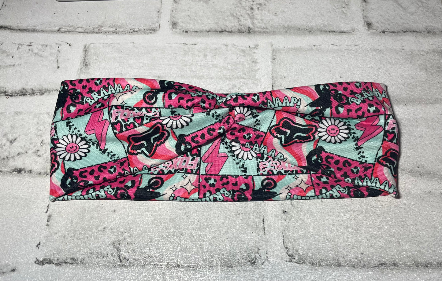 Racing teal and pink headbands adult